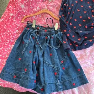 JUNEES heart print denim skirt set